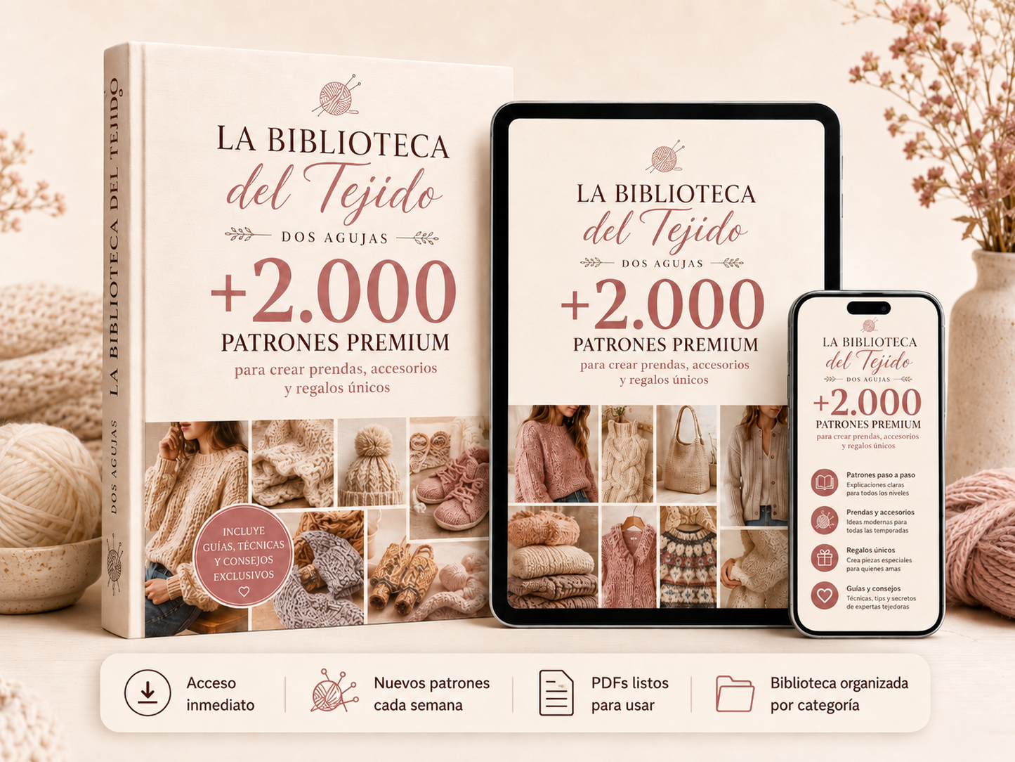 La Biblioteca del Tejido a 2 agujas: +2.000 patrones premium para crear prendas únicas desde casa.